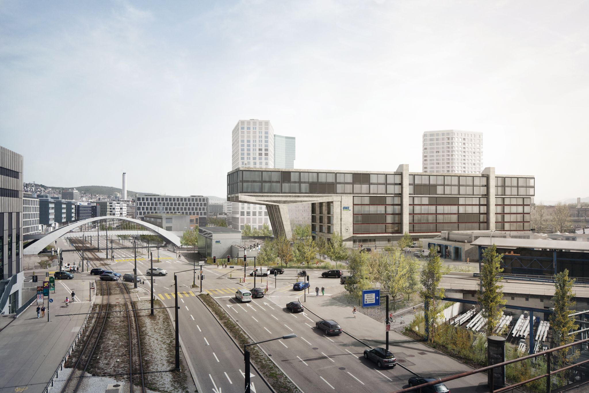 Visualisierung Betriebsgebäude Herdern von Westen ©Karin Gauch, Fabien Schwartz