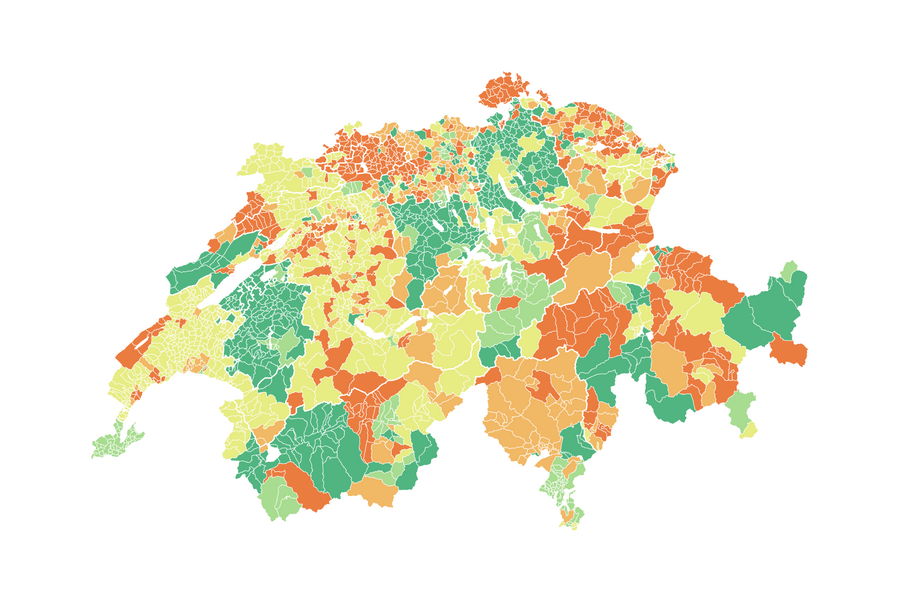 Netzkosten: Die Spannweite bei den Medianen bzw. für die Farbgebung in der Karte wird von heute +/- 10% bzw. +/- 30% wie bei allen anderen Indikatoren auf +/- 5% bzw. +/- 15% umgestellt.